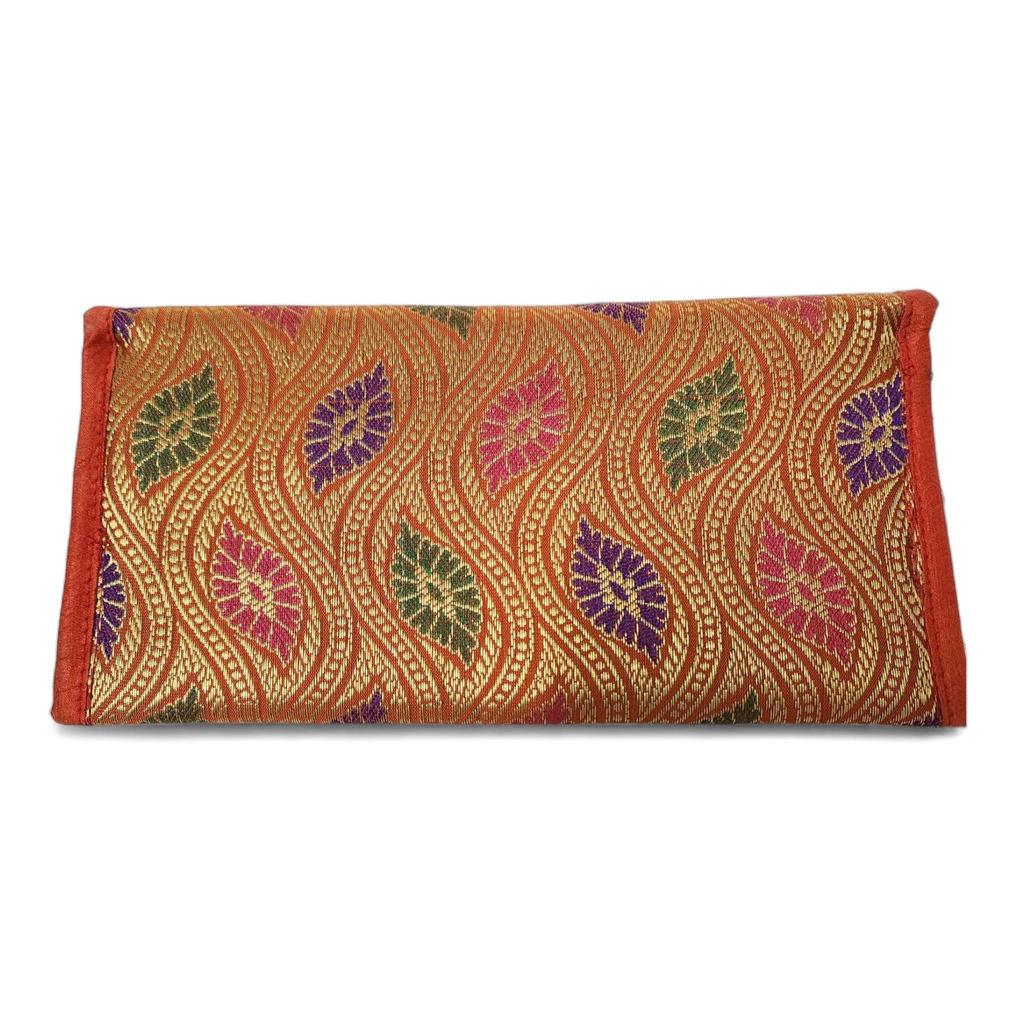 Red Clutch Women's Purse Woven Zari Brocade Banarasi Fabric 5 Pocket Hand Bags