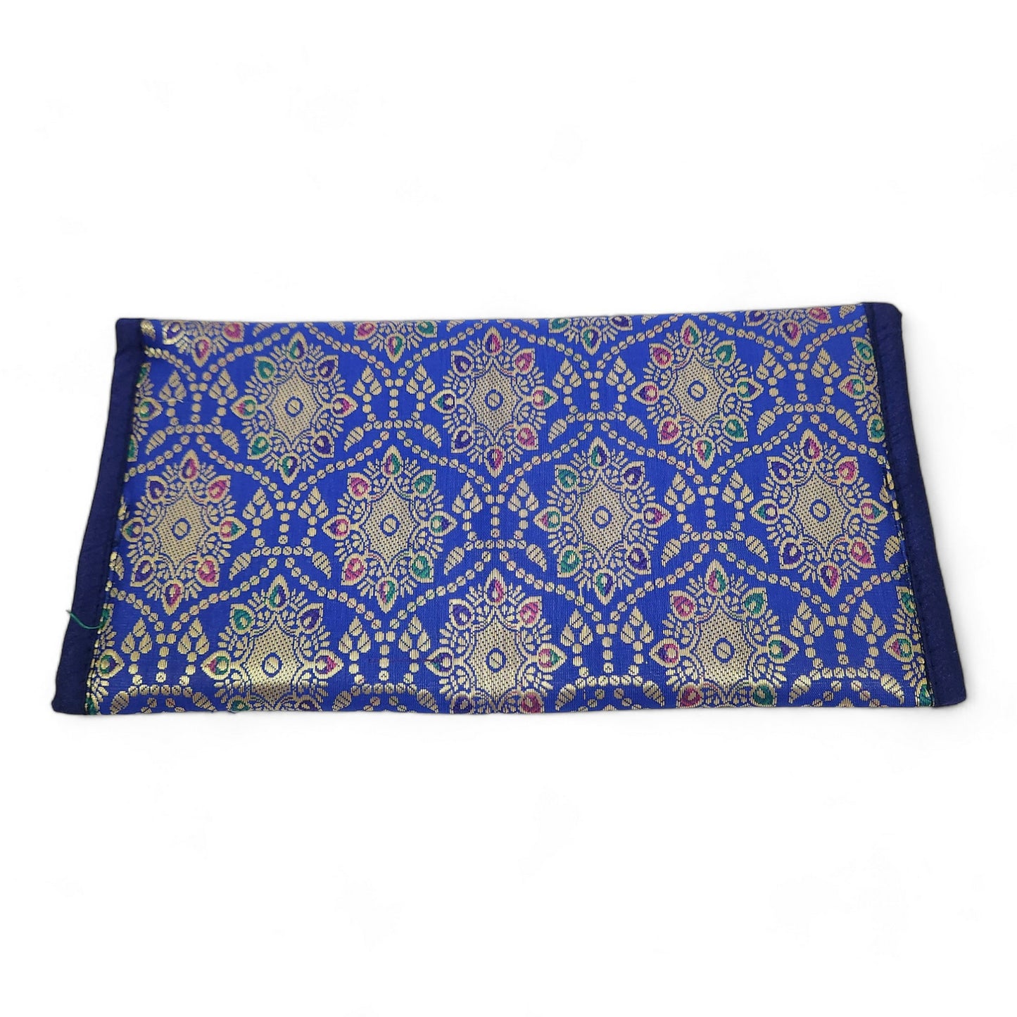Blue Clutch Women's Purse Woven Zari Brocade Banarasi Fabric 5 Pocket Hand Bags