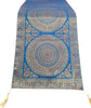Turquoise Table Runner 72x16" Banarasi Silk Brocade Mandala Dining Decor Cloth