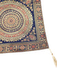 Dark Blue Table Runner 72x16" Banarasi Silk Brocade Mandala Dining Decor Cloth