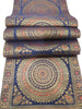 Dark Blue Table Runner 72x16" Banarasi Silk Brocade Mandala Dining Decor Cloth