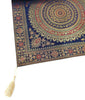 Dark Blue Table Runner 72x16" Banarasi Silk Brocade Mandala Dining Decor Cloth