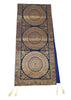 Dark Blue Table Runner 72x16" Banarasi Silk Brocade Mandala Dining Decor Cloth