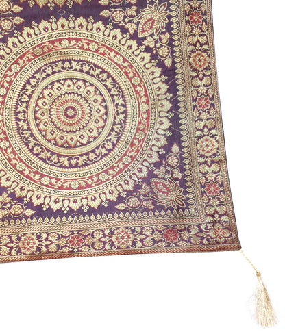 Wine Table Runner 72x16" Banarasi Silk Brocade Mandala Dining Decor Cloth Gift