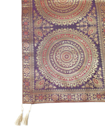 Wine Table Runner 72x16" Banarasi Silk Brocade Mandala Dining Decor Cloth Gift