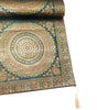 Dark Green Table Runner 72x16" Banarasi Silk Brocade Mandala Dining Decor Cloth