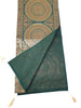 Dark Green Table Runner 72x16" Banarasi Silk Brocade Mandala Dining Decor Cloth