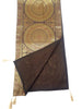 Dark Brown Banarasi Table Runner 72x16" Silk Brocade Mandala Dining Decor Cloth
