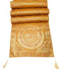 Mustard Table Runner 72x16" Banarasi Silk Brocade Mandala Dining Decor Cloth