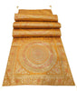 Mustard Table Runner 72x16" Banarasi Silk Brocade Mandala Dining Decor Cloth