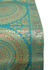 Teal Green Table Runner 72x16" Banarasi Silk Brocade Mandala Dining Decor Cloth