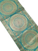 Teal Green Table Runner 72x16" Banarasi Silk Brocade Mandala Dining Decor Cloth