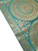Teal Green Table Runner 72x16" Banarasi Silk Brocade Mandala Dining Decor Cloth