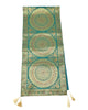 Teal Green Table Runner 72x16" Banarasi Silk Brocade Mandala Dining Decor Cloth