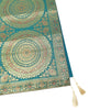 Teal Green Table Runner 72x16" Banarasi Silk Brocade Mandala Dining Decor Cloth