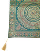 Teal Green Table Runner 72x16" Banarasi Silk Brocade Mandala Dining Decor Cloth