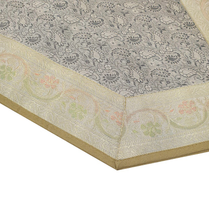 Banarasi Table Runner Indian Brown Silk Brocade Paisley Dining Decor Cloth Gift