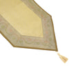 Light Gold Banarasi Table Runner Art Silk Brocade Dining Decor Indian Gift Cloth