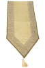 Light Gold Banarasi Table Runner Art Silk Brocade Dining Decor Indian Gift Cloth