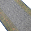 Banarasi Table Runner Greyish Blue Silk Brocade Paisley Dining Decor Gift Cloth