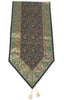Black Banarasi Table Runner Silk Brocade Floral Dining Decor Indian Gift Cloth