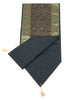 Black Banarasi Table Runner Silk Brocade Floral Dining Decor Indian Gift Cloth