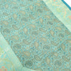 Teal Green Indian Banarasi Table Runner Silk Brocade Paisley Dining Decor Cloth