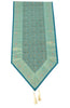 Teal Green Indian Banarasi Table Runner Silk Brocade Paisley Dining Decor Cloth