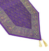 Banarasi Table Runner Purple Silk Brocade Paisley Indian Dining Decor Gift Cloth