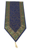 Dark Blue Banarasi Table Runner Silk Brocade Paisley Dining Decor Indian Cloth