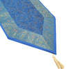 Turq. Blue Banarasi Table Runner Silk Brocade Paisley Dining Decor Indian Cloth
