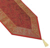 Red Ethnic Banarasi  Table Runner Dining Decor Indian Silk Brocade Paisley Cloth