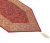Maroon Banarasi Table Runner Silk Brocade Paisley Dining Decor Indian Gift Cloth