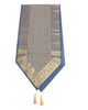 13 PC Gray Table Runner Dining Decor Indian Banarasi Silk Brocade Paisley Cloth