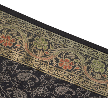 13 PC Black Dining Table Runner Set Decor Banarasi Silk Brocade Paisley Gift