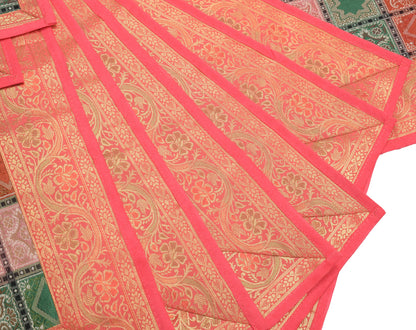 13 PC Dining Table Runner Mat Set Decor Banarasi Silk Brocade Paisley MultiColor