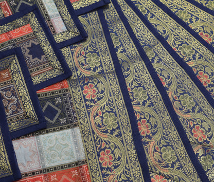 13 PC Black Multi Dining Table Runner Set Decor Banarasi Silk Brocade Paisley