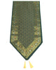 13 PC Green Dining Table Runner Set Decor Banarasi Silk Brocade Paisley Gift