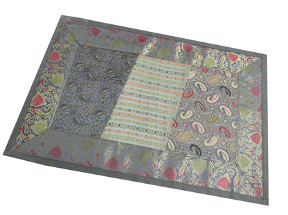 13 PC Gray Dining Table Runner Set Decor Banarasi Silk Brocade Paisley Gift