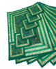 13PC Table Runner Dark Green Banarasi Silk Brocade Paisley Indian Decor Gift