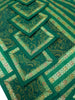 13PC Table Runner Dark Green Banarasi Silk Brocade Paisley Indian Decor Gift