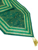 13PC Table Runner Dark Green Banarasi Silk Brocade Paisley Indian Decor Gift