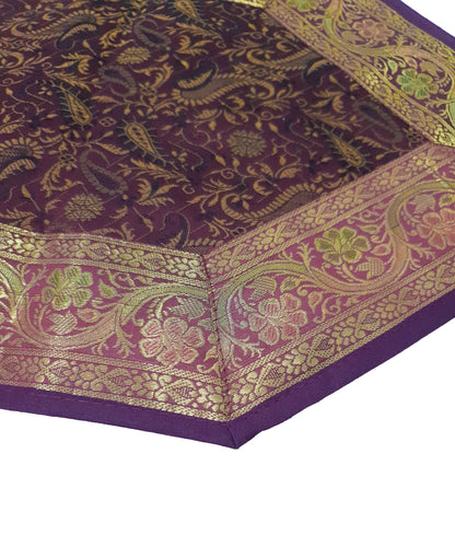 13 PC Wine Table Runner Dining Indian Banarasi Silk Brocade Paisley Decor Cloth
