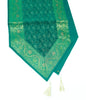 13 PC Table Runner Teal Green Indian Banarasi Silk Brocade Paisley Dining Decor