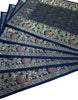 13 PC Indian Banarasi Silk Brocade Paisley Table Runner Dark Blue Dining Decor