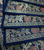 13 PC Indian Banarasi Silk Brocade Paisley Table Runner Dark Blue Dining Decor
