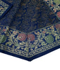 13 PC Indian Banarasi Silk Brocade Paisley Table Runner Dark Blue Dining Decor