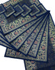 13 PC Indian Banarasi Silk Brocade Paisley Table Runner Dark Blue Dining Decor