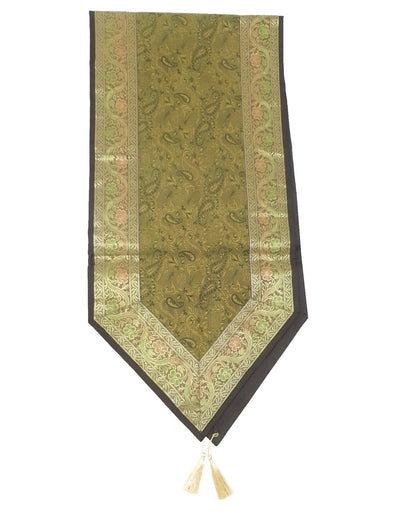13 PC Indian Banarasi Silk Brocade Paisley Table Runner Dining Decor Gift Cloth