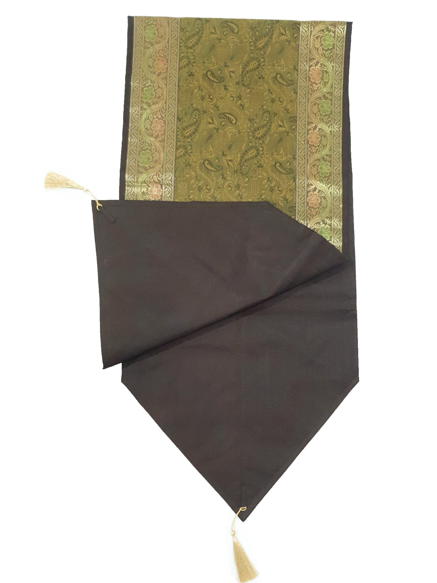 13 PC Indian Banarasi Silk Brocade Paisley Table Runner Dining Decor Gift Cloth